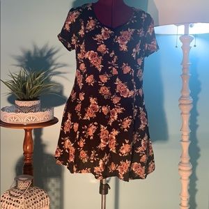Black Floral Button Down Dress